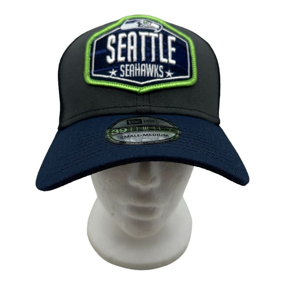 Seattle Seahawks New Era 2021 NFL Draft Trucker 39THIRTY Flex Hat-Gray/Blue S/M